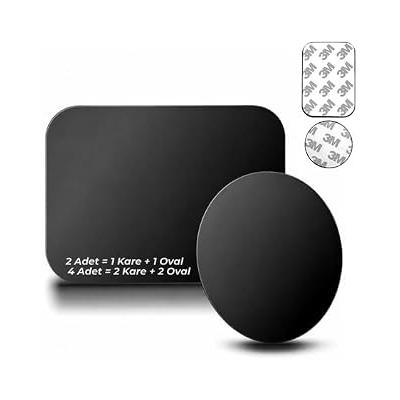 Araç Tutucu Manyetik Telefon Tutucu Seti 2 Kare ve 2 Oval MetalPlaka 4 Adet | Güçlü Mıknatıs