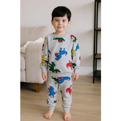 Arya Nisa Kids ERKEK ÇOCUK DİNOZOR FİGÜRLÜ RENKLİ MEVSİMLİK%PAMUK PİJAMA TAKIMI