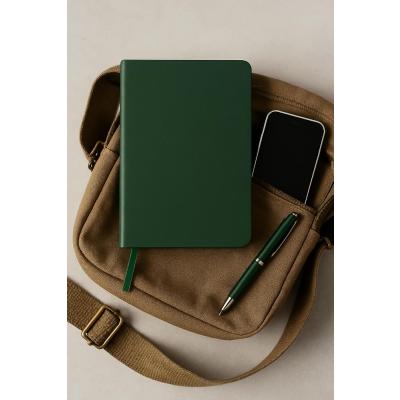 Fark Tanıtım Defter, Noktalı Defter, Termo Deri Kapaklı Noktalı Defter, 128 Yaprak A5 Defter, Ofis ve Kırtasiye, Plan, Notebook (Yeşil)