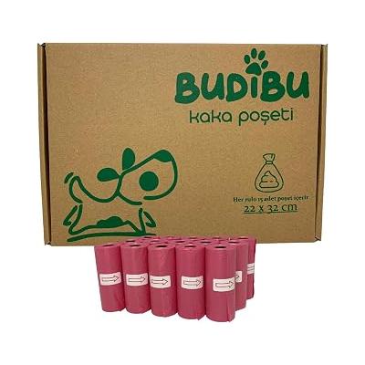 Kedi Köpek Kaka Poşeti Evcil Hayvan Dışkı Kaka Torbası 15 Rulo (225 Poşet) (Pembe)