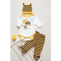 MYZİ STORE Bebek Yenidoğan Erkek/kız Sarı Arılı 3'lü Zıbın Takımı BEYZ-SİYAH-KAHVE 3-6 AY