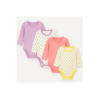 MYZİ STORE Kız Bebek 4 Adet (2 DESENLİ-2 DÜZ)%100 Pamuk Uzun Kollu Çıtçıtlı Body Badi Zıbın LilaSarı 6-9 AY