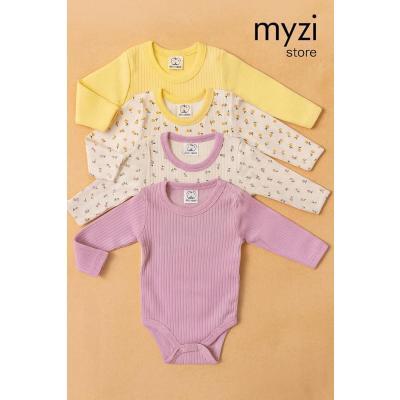 MYZİ STORE Kız Bebek Adet (3 DESENLİ)%100 Pamuk Uzun Kollu Çıtçıtlı Body Badi Zıbın SarıSarıDesenliLilaLilaDesenli 3-6 AY