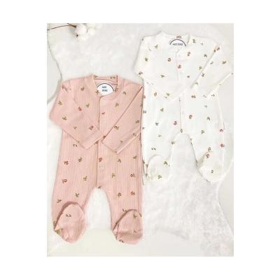 MYZİ STORE Organik Yenidoğan Kız Bebek Çiçek Desenli 2li Tulum Takımı Kıyafeti 2'li Pamuklu 2 Parça