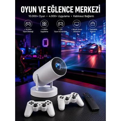Projeksiyon Cihazı Video Oyun Konsolu Projektör Taşınabilir Ayaklı Çift Kollu 4K Çözünürlüklü
