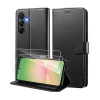 PSR Aksesuar Samsung Galaxy Uyumlu Ekran Koruyuculu Kılıf – Kapaklı Kartlıklı Deri Görünümlü Standlı Kapak | Telefon Tam Koruma Seti (Siyah, Galaxy S25 Ultra)
