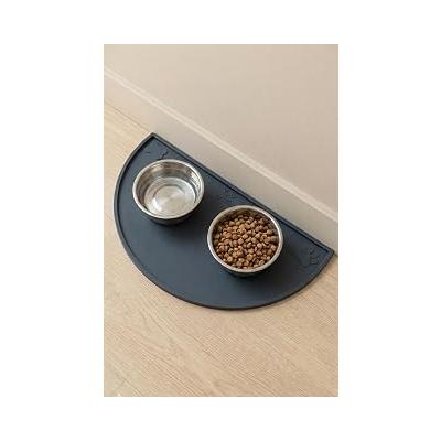 Silikon Mama Matı Havuzlu Yıkanabilir Kaymaz Silinebilir Evcil Hayvan Beslenme Matı Kedi Köpek Paspası Kedi Köpek Mama Matı Su Geçirmez Katlanabilir Su Kabı Mama Kabı Matı (Antrasit, 50 X 25 CM)